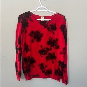 Faded Glory Red Floral Top XL